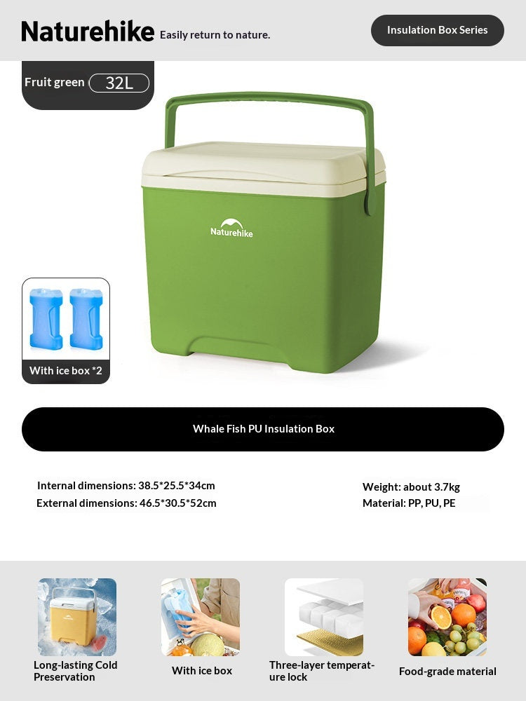 Naturehike 32L PU Insulated Box Portable Food-Grade Large-Capacity Cooler Chest Cold And Hot Up To 48H Food Drinks Ice Outdoor Camping