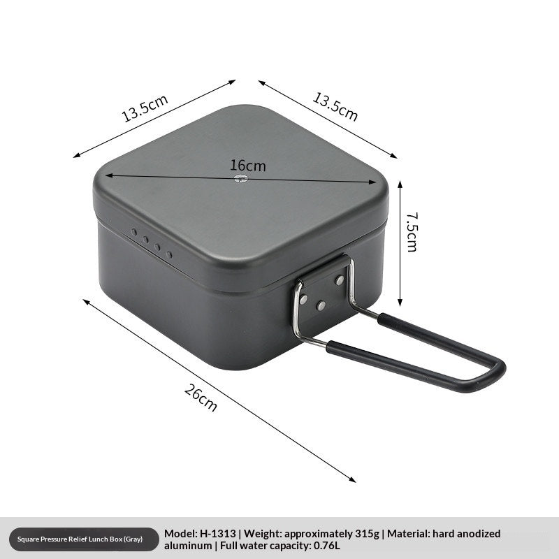 Campingmoon Square Lunch Box Portable Lightweight Aluminum Oxide Open Flame Heated Outdoor Picnic Camping Cookware Kitchenware
