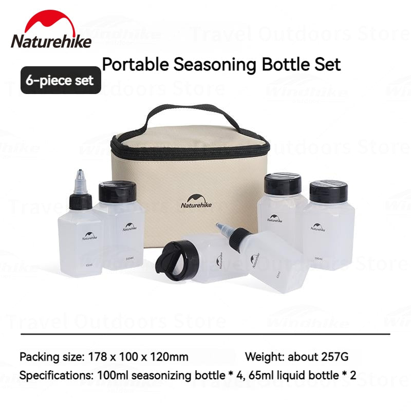 Naturehike Convenient Portable Seasoning Condiments Bottle Jar Outdoor Camping Picnic BBQ Tableware 6 or 8 in 1 Sauce Container Set Pack with Bag