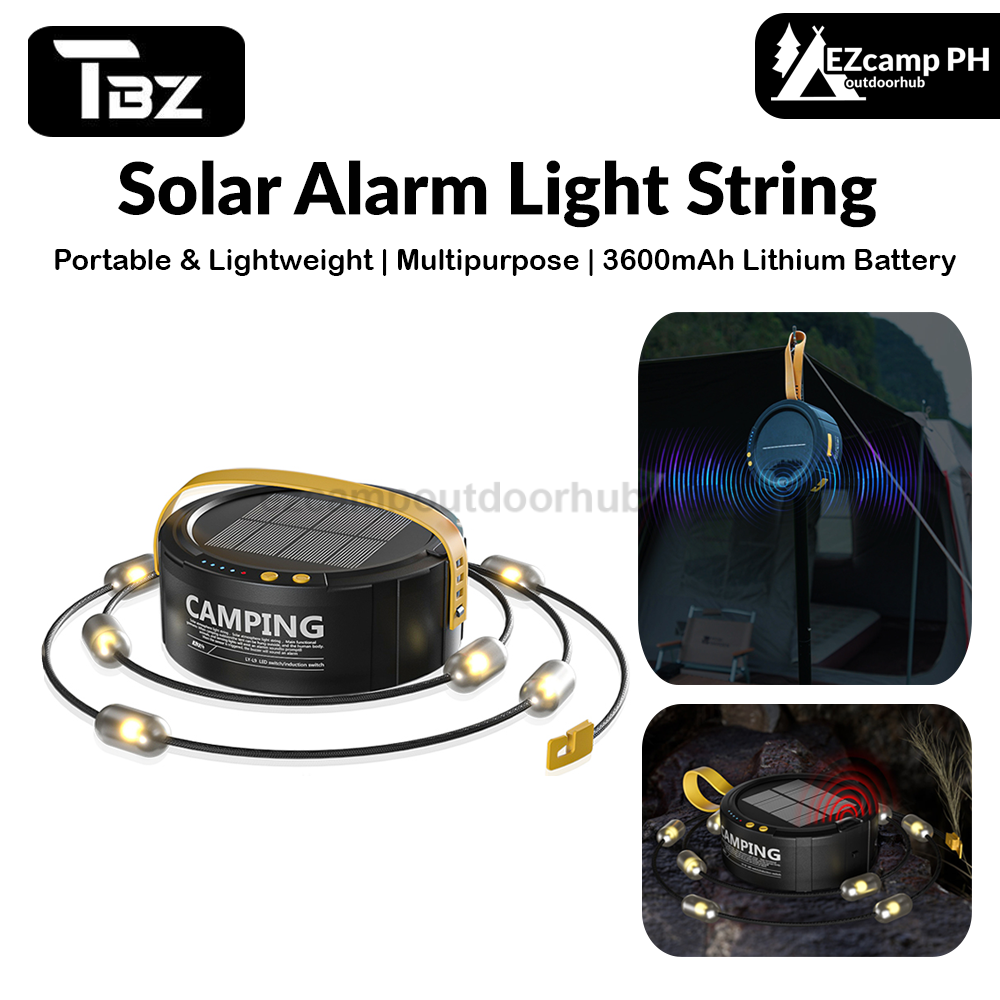 TBZ Solar Alarm Light String Multipurpose 13M Atmosphere Lamp Solar Charging Thermal Detection Sensor Alarm 300 Lumens 3600mAh Battery Up To 25H Outdoor