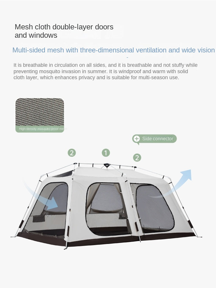 Vidalido VICORE Series Automatic Tent Villa Cabin Style for up to 4-8 Person Small Large Interior Space up to 11m² Waterproof Fast Build 2 Bedroom 2 Layer Black White Black Vinyl Glue Coated Tent