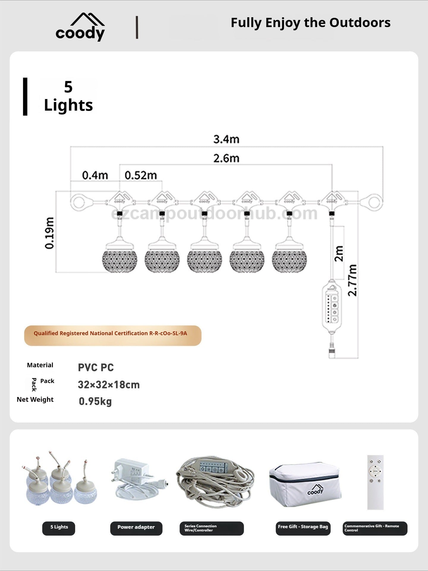 Coody GLOWNA String Light Smart Party Light Tent Camp Premium Atmosphere Ambient Lamps LED String Adjustable Color Temperature Strip Lantern Outdoor