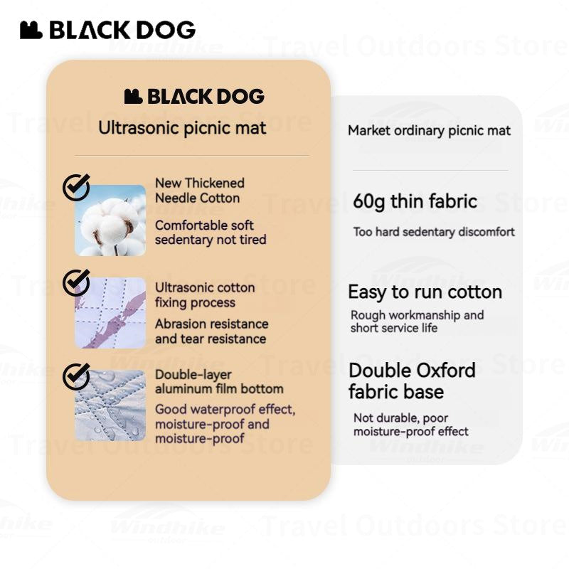 BLACKDOG Portable Ultrasonic Aluminum Picnic Mat Soft And Skin-Friendly Water-proof Moisture-Proof And Stain-Proof Mattress Sleeping Pad Blanket