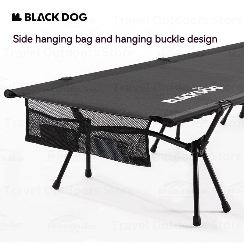 BLACKDOG by Naturehike Black High Low Folding Bed Cot Adjustable Height 150kg Load Upgraded Easy Aluminum Ultralight Bracket Outdoor Camping