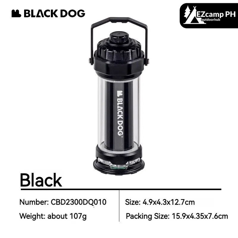 BLACKDOG by Naturehike STARFIRE Black Camping Lamp Mini Outdoor LED Mini Lantern 4 Lighting Modes 2600mAh Battery USB C Charging IPX4 Waterproof 6-150H Hanging Flashlight Ultralight Portable Warm Light Black Dog Nature Hike