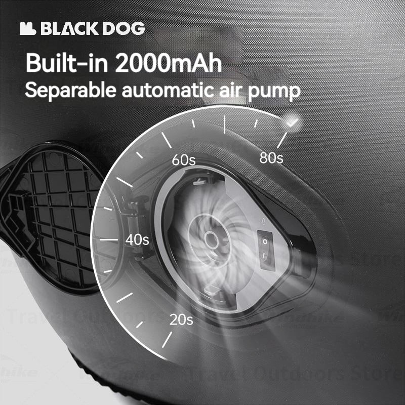 BLACKDOG Black Automatic Inflate Lazy Sofa Portable Auto Inflating Sleeping Bed Built-in Electric 2000mAh Detachable Air Pump Outdoor 150kg Max Load