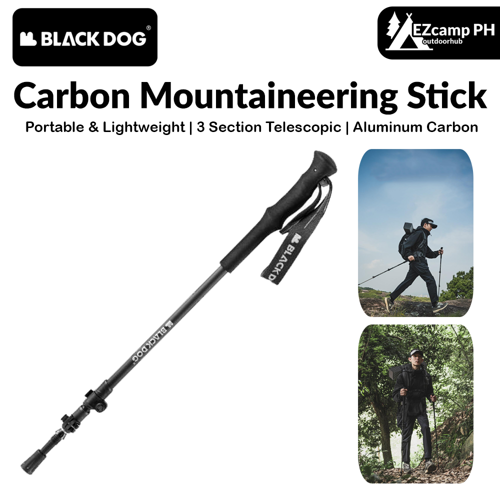 Blackdog Carbon Mountaineering Stick Portable Lightweight Aluminum Carbon Walking Sticks Trekking Pole Telescopic Hiking Canes Adjustable 3-Section Collapsible Staff