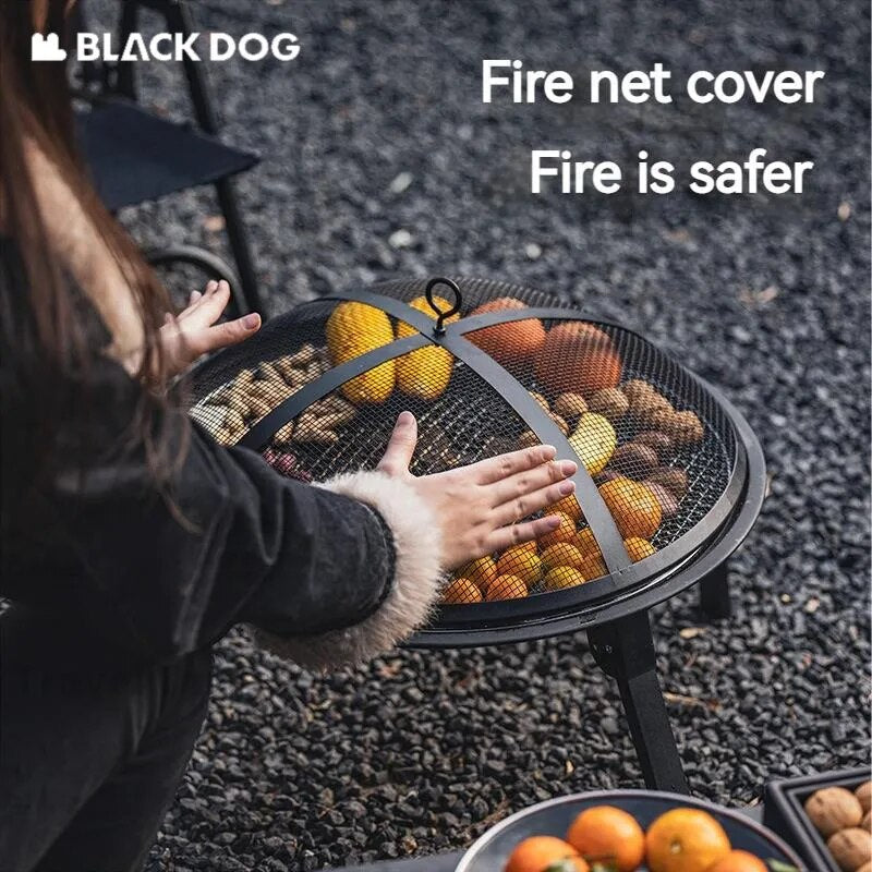 BLACKDOG by Naturehike FIRE PIT Barbecue Heating Charcoal Grill Stove Burner Camping Cooking Tea Coffees Iron BBQ Stove Home Outdoor Fire With Flameproof Netting Black Dog Nature Hike