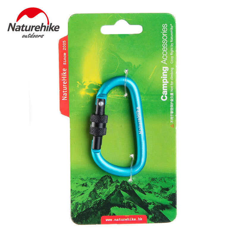 Naturehike 6cm D Type Carabiner Safety Hook Buckle with Lock Camping Tent Hanging Accessories 40kg Load Ultralight Hiking Key Chain Multi-Functional