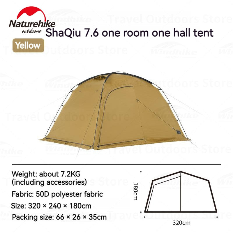 Naturehike Upgraded DUNE 7.6 Ultralight Hiking Car Camping Tent for 2 to 4 Person Portable 2 Room Large 7.6m² Space Outdoor Shelter 4 Season Double Layer Windproof Waterproof Breathable 7 Series Aluminum Pole Nature Hike