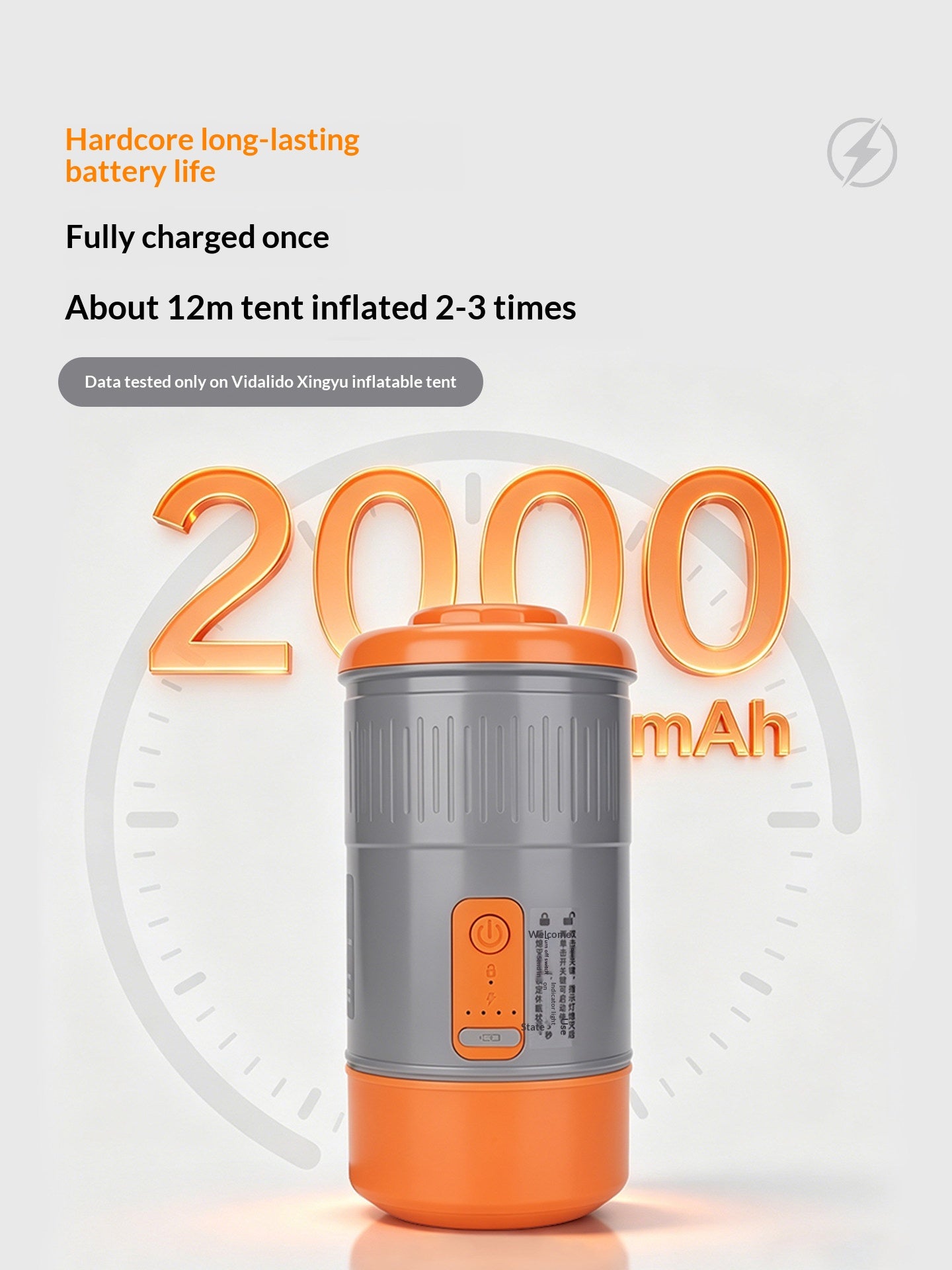 Vidalido High Flow Air Tent Pump Portable High Pressure Wireless USB Charging 10Psi Max Inflate Deflate Pillow Bed And Other Camping Equipments