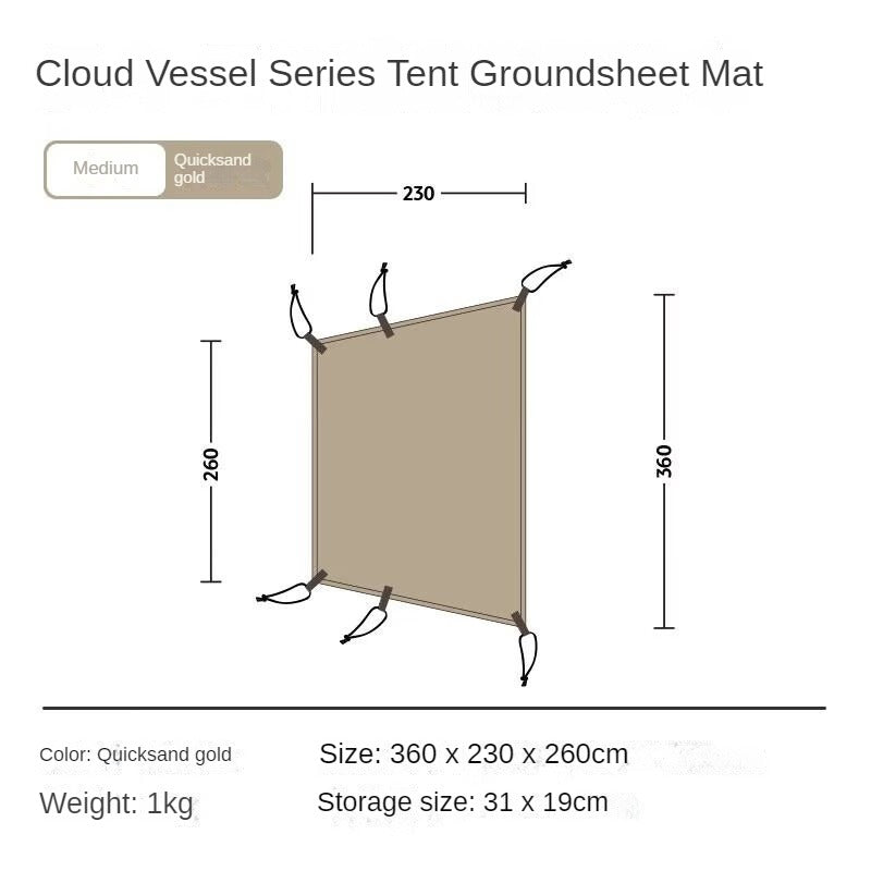 Naturehike Cloud Vessel Series Groundsheet Mat Camping Tent Add-on for Medium 3 Rods and Large 4 Rods Ground Sheet Bottom Pad Outdoor 300D Oxford Cloth Waterproof Footprint Nature Hike Addon M L