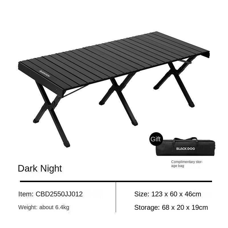 BLACKDOG Aluminum Alloy Egg Roll Table Portable Folding Camping Coffee Dining Table Outdoor Hiking Picnic Beach Foldable Board Triangular Cross Support