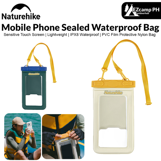 Naturehike Aqua Sealed Waterproof Smartphone Bag with Mobile Phone Pocket 50m Deep IPX8 Waterproof Lightweight Touch Screen Hanging Neck Beach Diving Rafting Swimming Fishing Buoyancy Storage Dry Bag Cellphone Case Cover Waterproof Bag PVC Film Protective