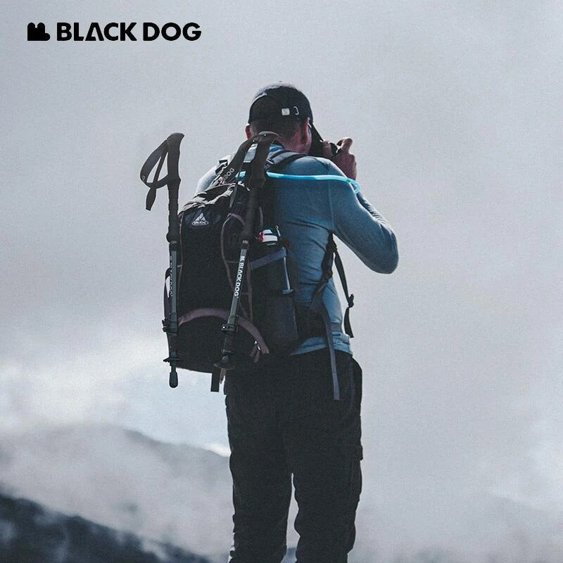 BLACKDOG by Naturehike BLACK SPINE Carbon Ultralight Folding Trekking Pole Hiking Mountaineering Climbing Trek Walking Stick Rod Telescopic 3-Section Only 205g Adjustable 65-135cm Black Dog Nature hike