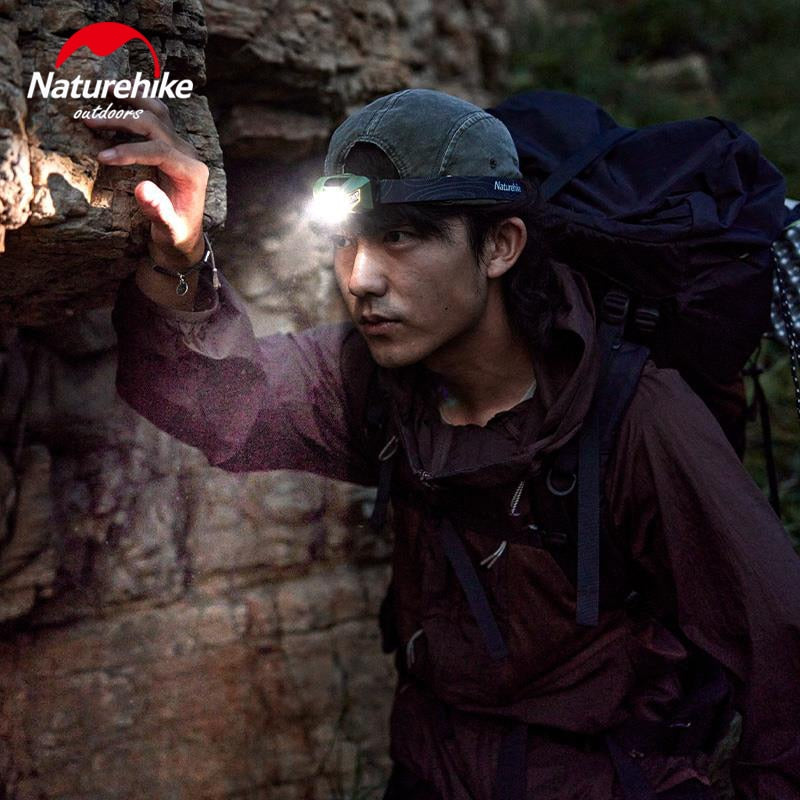 Naturehike LED Headlamp Camping Hiking Headlight Ultralight Head Lamp Light 4 Modes Flashlight SOS Red Light 60° Adjustable IP66 Waterproof 2 AAA Battery