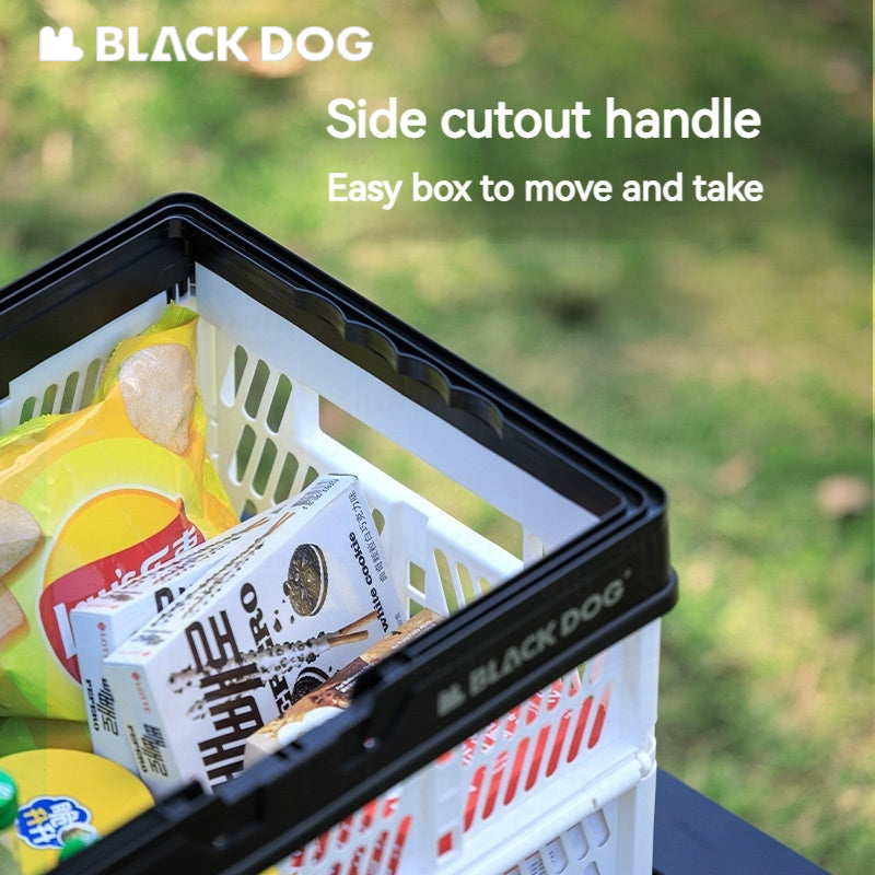 BLACKDOG Folding Storage Basket Portable Lightweight 26L Large Capacity Desk Organizer Foldable Sundry Storage Box PP Camping Outdoor Hiking Picnic Beach Travel Heavy Duty Original Black Dog