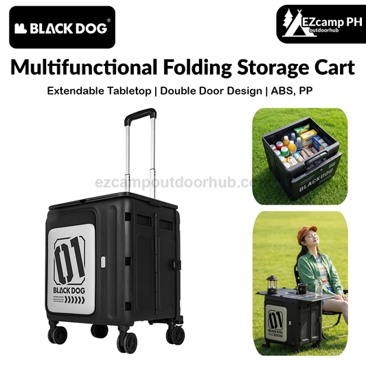 Blackdog Multifunctional Folding Storage Cart Portable Collapsible Trolley 60L Large Capacity Multipurpose Table Storage 2 Door Design Outdoor Camping