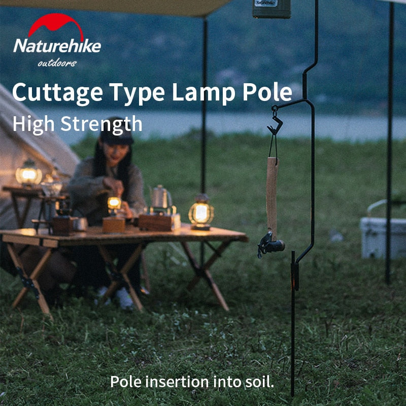 Naturehike Single Log Iron Lamp Holder Portable Outdoor Hiking Camping Lamp Post Support Hanger Multi Purpose Storage Hook Easy To Carry Nature Hike