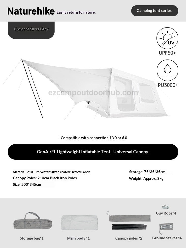 Naturehike AIR FL 6.0 / 3.0 Air Inflatable Tent 2-4 Persons Fast Build Modular Multiple Setting PVC Air Poles Waterproof Sunscreen Outdoor Camping
