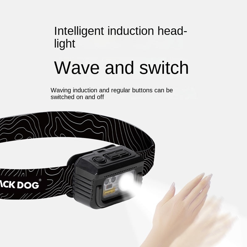 BLACKDOG by Naturehike WILD Multifunctional Induction Sensor Headlamp USB Charging Rechargeable Outdoor Camping Hiking Black Head Lamp Light IPX5 Waterproof Original Heavy Duty Black Dog Nature Hike