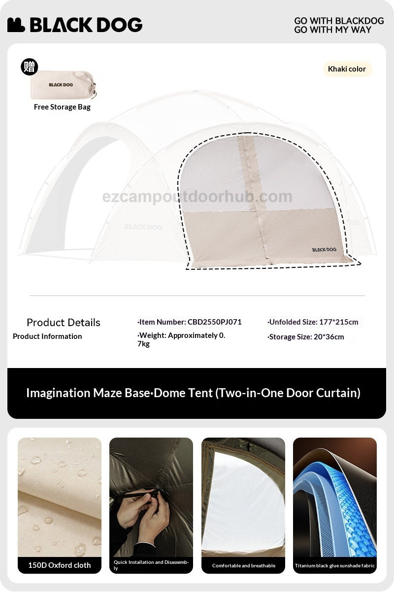 Blackdog WONDERLAND BASE Dome Modular Tent 12m² Large Space Outdoor Living Area Tarp Canopy Shelter Black Vinyl Coated Sunscreen Waterproof PU2000