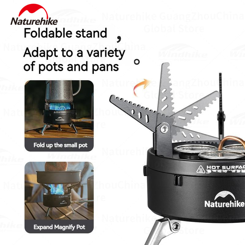 Naturehike DARK STAR Three Head Stove Camping 3300W High Power IGT Gas Stove Portable Foldable Ultralight Burner Furnance Cooker Heater Outdoor Hiking Beach Picnic Travel Heavy Duty Original Nature Hike