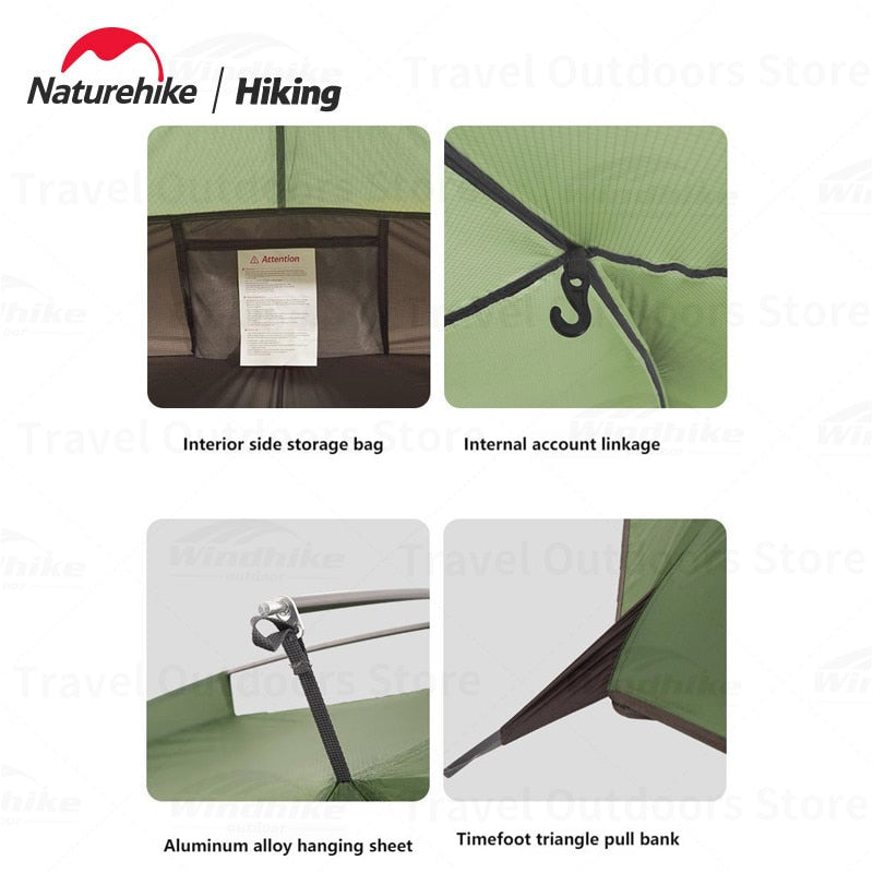 Naturehike TAGAR Series Ultralight 1.02kg Backpacking Hiking Tent 1 2 Person 20D Silicone Waterproof 4000mm Single Aluminum Pole Structure Camping