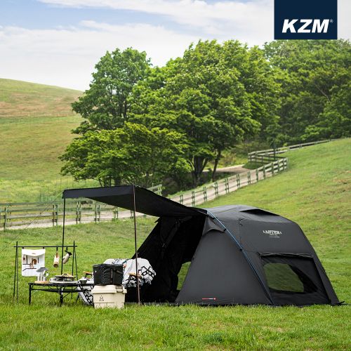 KZM Outdoor ASTER DOME NEO Black Dome Style Camping Tent for 3-4 Person Aluminum Alloy Pole Waterproof 3000mm 9.6m² Space