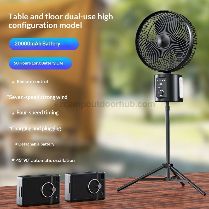 ATEnge Oscillating Rechargeable Fan w/Remote Super Strong 7 Speeds 2 in 1 Unique Design 10 Inch Cordless Battery-Operated Fan Outdoor Opolar Roccia RF66