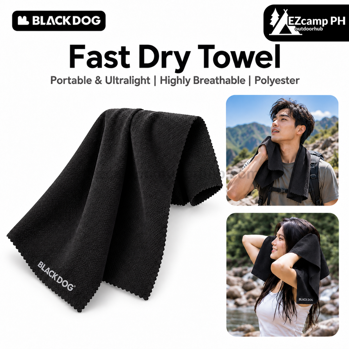 Blackdog Fast Dry Towel Ultralight Portable Quick Absorbent Camping Travel Gym Face Bath Body