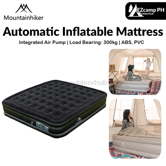 Mountainhiker Automatic Inflatable Mattress Portable High Air Bed Inflate USB C Charging Built-in Detachable Air Pump Queen King Size Black Beige Camping Mat Pad