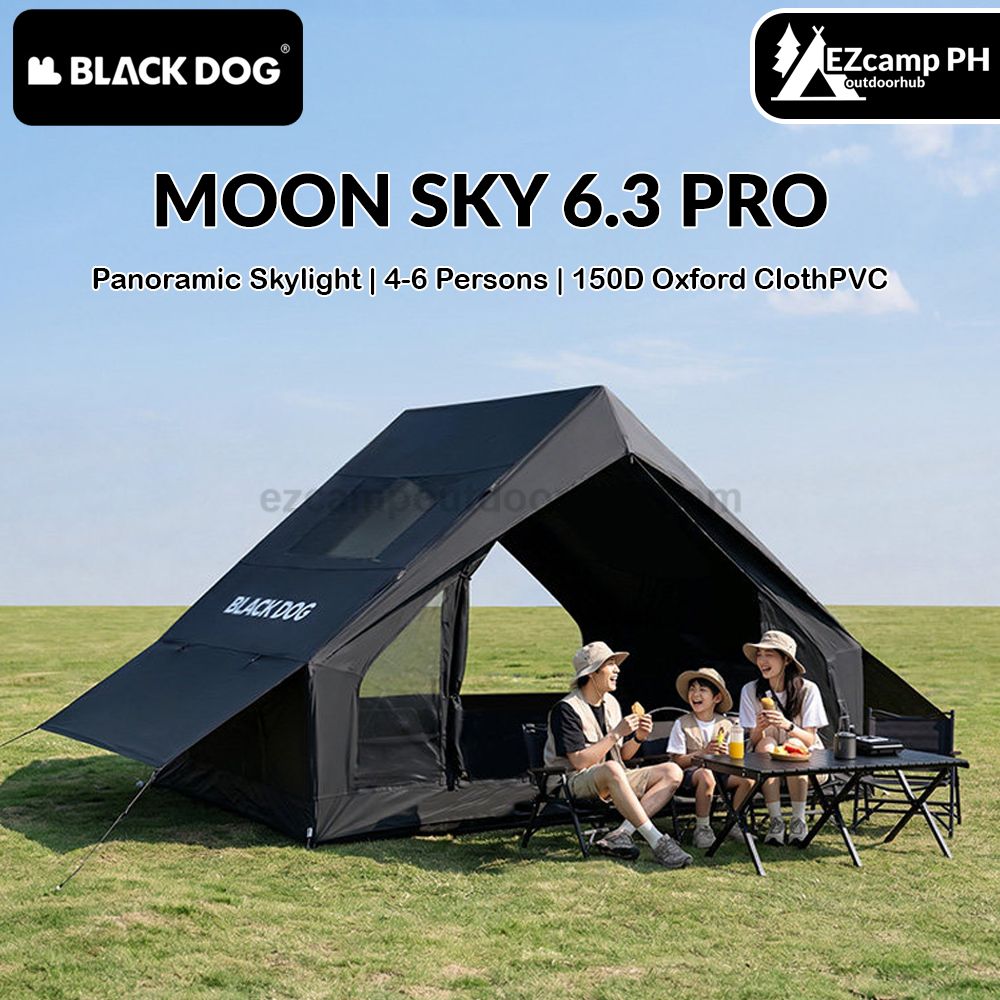 BLACKDOG MOON SKY 6.3 PRO Black Inflatable Spacious Family Tent 4-6 Persons Rainproof and Sunproof Overnight Oxford Cloth Outdoor Camping