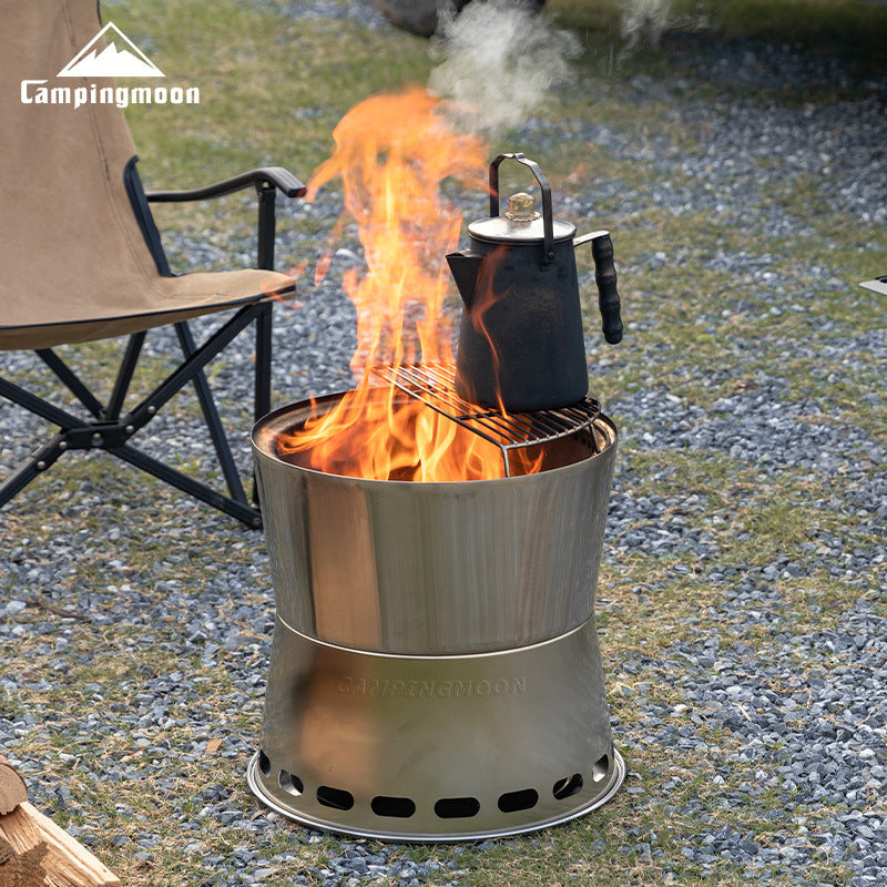 Campingmoon MF-038 Smokeless Fire Pit Wood Burning BBQ Grill Portable Outdoor Camping Bonfire Stove