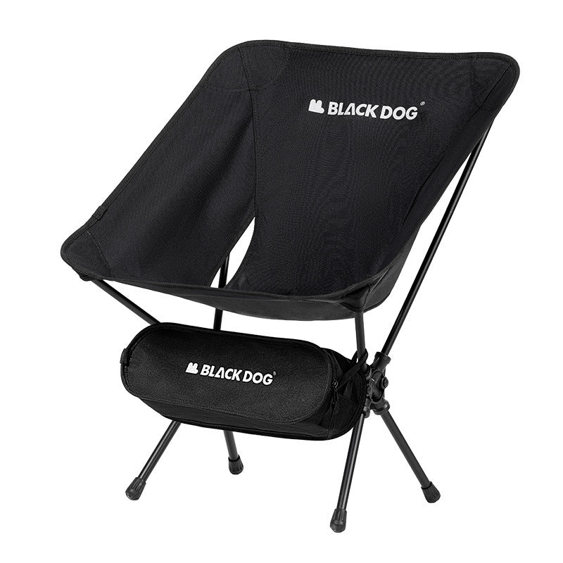 BLACKDOG Black Foldable Moon Chair Portable Ultralight Folding Recliner Lounge Fishing Director's Chair Up to 130kg Aluminum Alloy Camping Outdoor Hiking Picnic Beach Travel Heavy Duty Original Black Dog