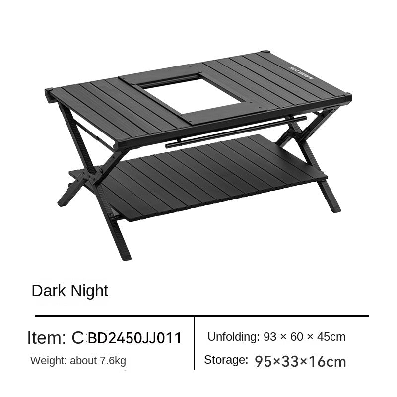 BLACKDOG Folding IGT Dining Table Outdoor Desktop Aluminum Alloy Portable Lightweight Egg Roll Table Camping Hiking Picnic Beach Travel Heavy Duty Original Black Dog