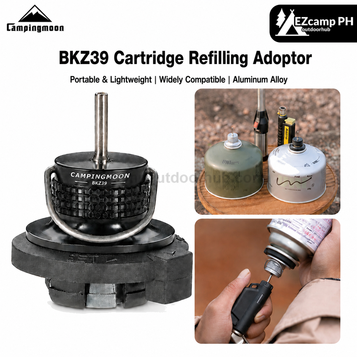 Campingmoon BKZ39 Cartridge Refilling Adoptor Portable Lightweight Flat Gas Canister Direct-Fire Outdoor Igniter Fuel Refill Adapter Outdoor Camping