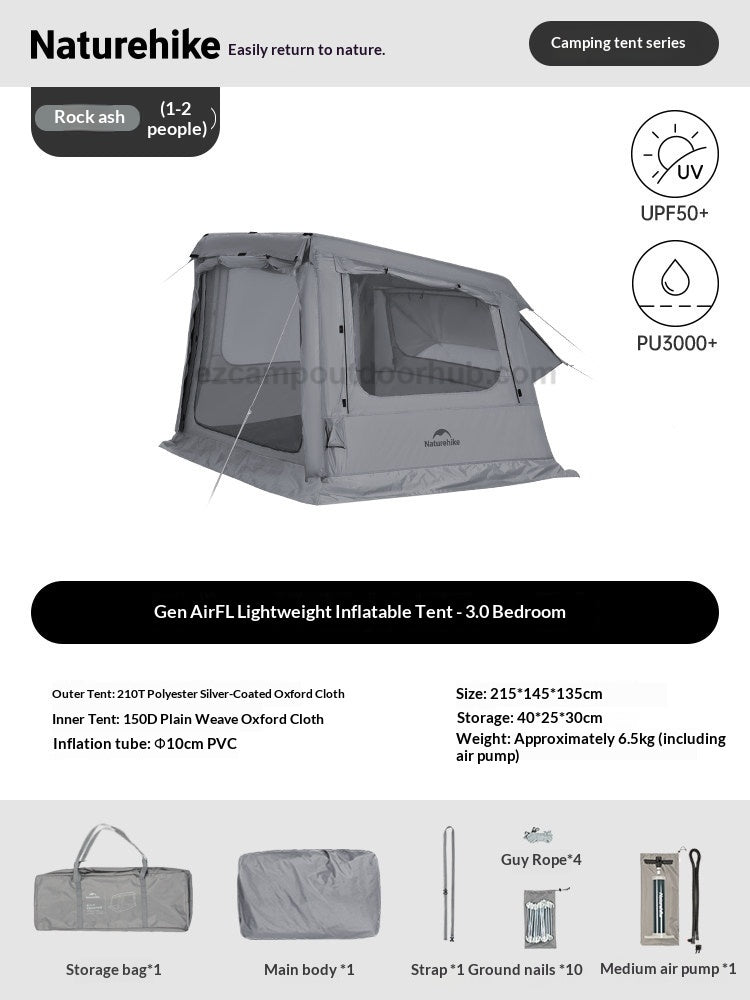 Naturehike AIR FL 6.0 / 3.0 Air Inflatable Tent 2-4 Persons Fast Build Modular Multiple Setting PVC Air Poles Waterproof Sunscreen Outdoor Camping
