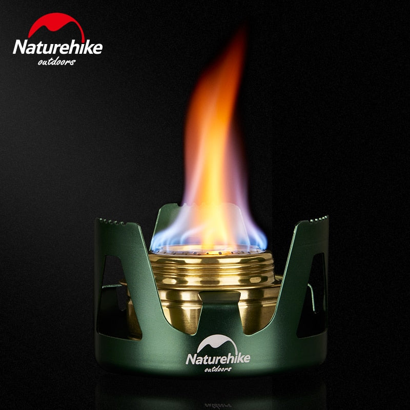 Naturehike Mini Alcohol Gas Fuel Stove with Carry Bag Lightweight Portable Outdoor Brass Spirit Burner Aluminum Stand Camping Picnic Backpacking Hiking Nature Hike