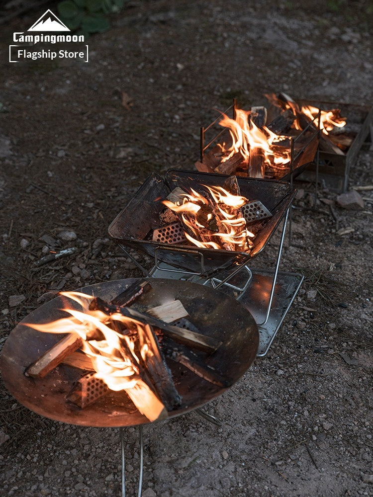 Campingmoon Stainless Steel Firewood Portable Universal Bonfire Accelerator Honeycomb Cut Out Efficient Burning Reduce Smoke Camping Outdoor