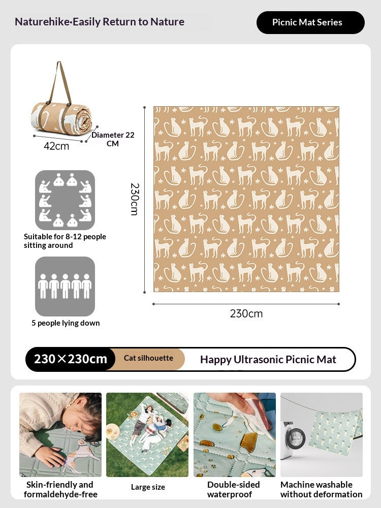 Naturehike HAPPY Ultrasonic Picnic Mat Portable Large Size Skin-Friendly Moisture-proof Mattress Sleeping Pad Machine Washable Outdoor Camping