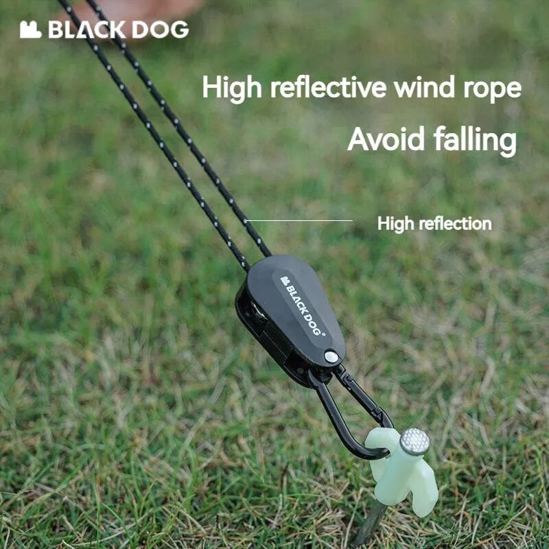 BLACKDOG Wind Rope Adjuster Portable Pulley Design Easy Windproof Canopy Tarp Tent Setup Strong Load Bearing Reflective Line Buckle Tensioner Hook