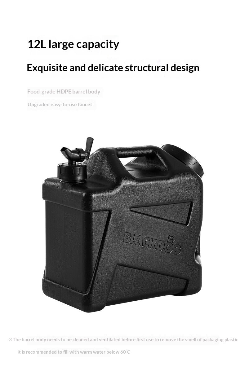 BLACKDOG 12L Plastic Water Container Portable Lightweight Food Grade Plastic Drinking Water Storage Bucket With Faucet Double Handle Design Outdoor Camping Handy Jug Tank