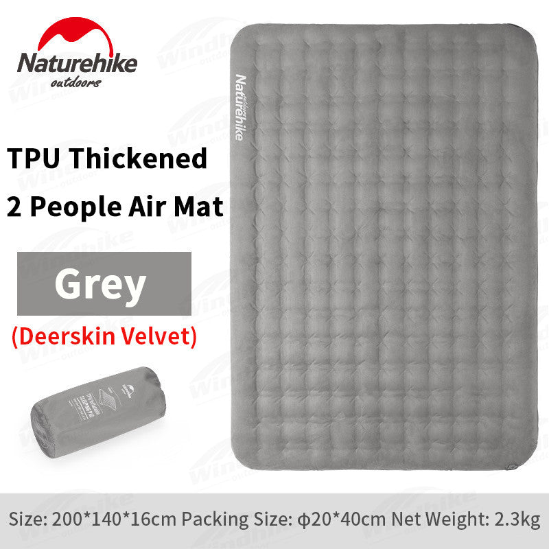 Naturehike TPU Inflatable Mattress 16cm 40D Nylon Thickness Portable Outdoor Camping Tent Classical Comfortable Air Mat Bed For 1-2 Persons Hiking Double Sleeping Pad Outdoor Travel Air Cushion Camping Mattress Nature Hike