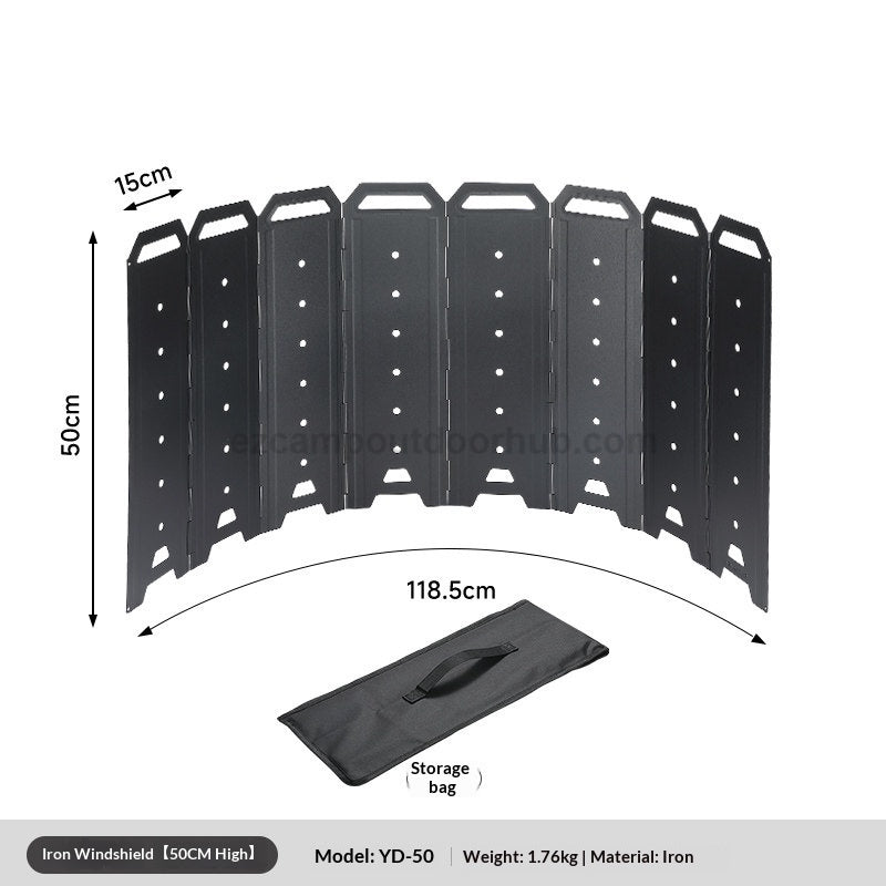 Campingmoon YD-40 / YD-50 Heavy Duty Iron Windshield 40-50CM Height Stove Grill Wind Breaker Steel Enclosure Camping Outdoor Cooking Accessories