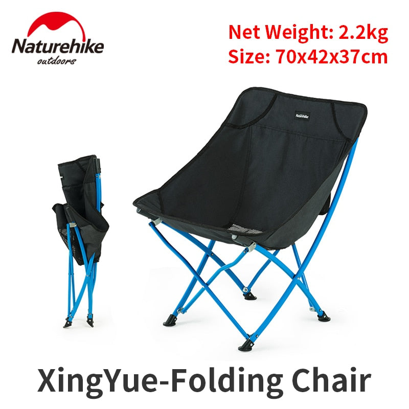 Naturehike YL04 Camping Portable Folding Moon Chair 120kg Max Load Outdoor Car Camp Seat 600D Oxford Cloth Cotton Foldable with Storage Bag Upgraded