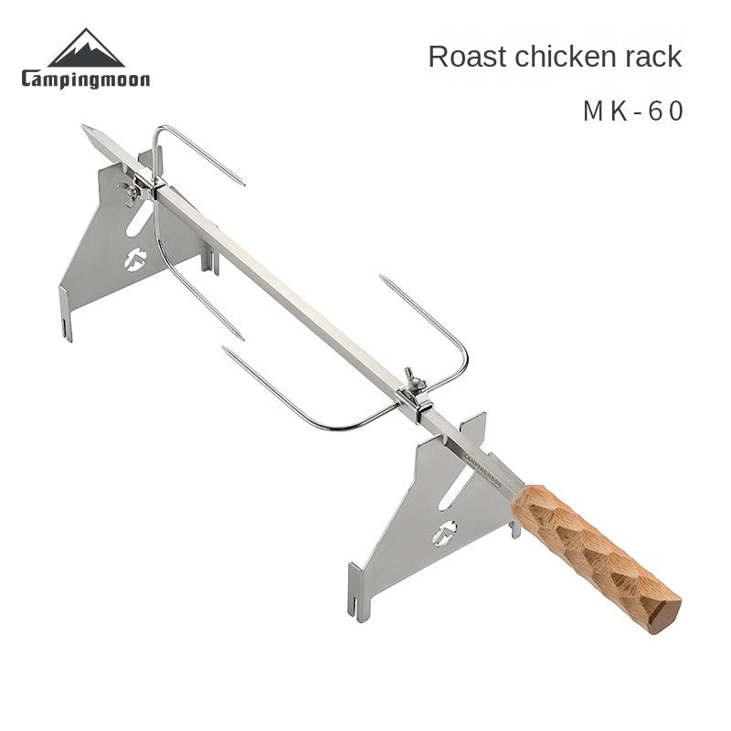 Campingmoon Stainless Steel Rotisserie Chicken Roasting Bracket Rack Add-on Accessories Charcoal Grill Rotating Chicken Rack Four-Claw Fixed