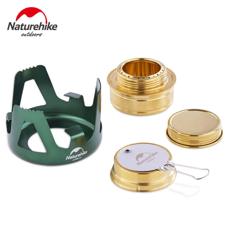 Naturehike Mini Alcohol Gas Fuel Stove with Carry Bag Lightweight Portable Outdoor Brass Spirit Burner Aluminum Stand Camping Picnic Backpacking Hiking Nature Hike