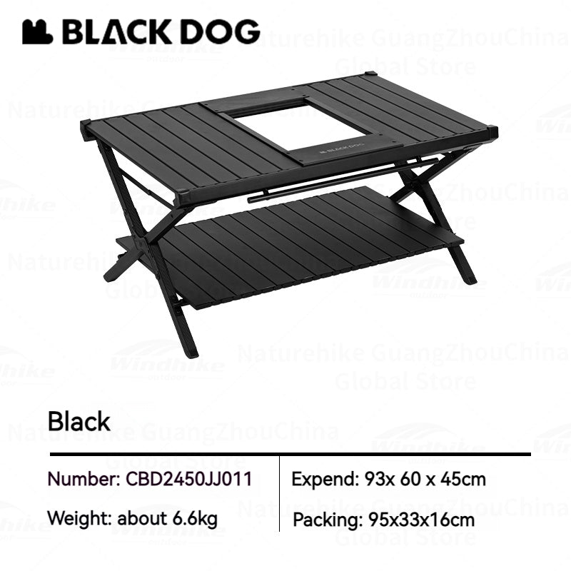 BLACKDOG Folding IGT Dining Table Outdoor Desktop Aluminum Alloy Portable Lightweight Egg Roll Table Camping Hiking Picnic Beach Travel Heavy Duty Original Black Dog