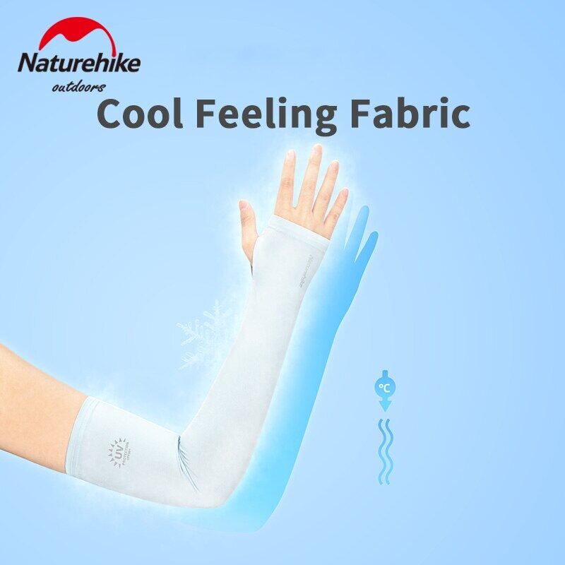 Naturehike Summer Sun UV Protection Ice Cooling Arm Cover Sleeve Woman Man Unisex Running Biking Hiking Fishing Non-Slip Long Gloves No Finger Sleeves